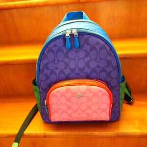 Beautiful Coach Colour Blocked Signature Canvas Backpack